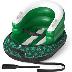 Luge Gonflable pour Bébé et Tout-Petits - Boule de Neige Aérienne d'hiver avec Housse Toile, Sangle de Remorquage, Poignées et Protection 3 Côtés pour Ski et Luge VERT