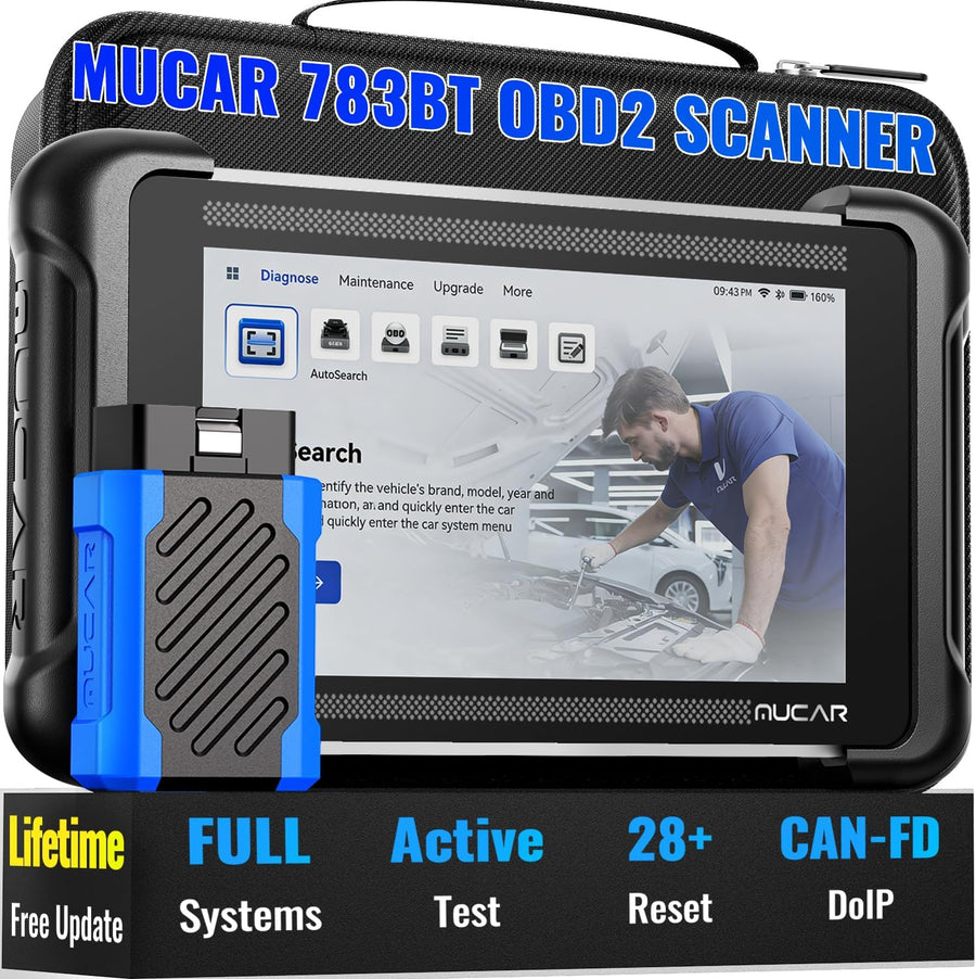 MUCAR 783BT Bidirectional Full System OBD2 Scanner Diagnostic Tool, 28+ Reset Services, CAN FD & DoIP Supported, WiFi Updates