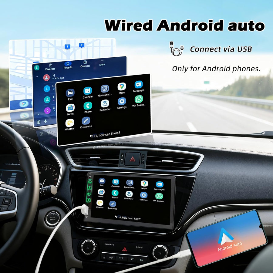 Autoradio 1 DIN avec Carplay et Android Auto - Écran Tactile HD 7 Pouces - Autoradio Bluetooth CarPlay 1 din Soutien MirrorLink iOS/Android et Caméra de Recul, Radio FM/USB/EQ/Mic