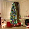 Sapin de Noël artificiel de 230 cm avec lumières LED chaudes et multicolores – Branches en PVC – Support métallique – Pommes de pin, baies rouges