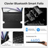 Clavier pour iPad Air 11" M2/M3 & Air 5/4 gén & Pro 11" (2018-2022,1/2/3/4 gén) avec Pavé Tactile à Surface complète, Protection du Stylet et de l’Objectif pour Travail Voyages AZERTY
