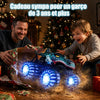 Voiture télécommandée, monstertruck télécommandée avec pneus lumineux et Monster Truck 2,4 GHz avec rotation à 360° et marche verticale, temps de jeu 100 min, jouet dinosaure 1/20 à partir de 3 ans