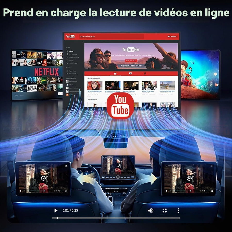 Ecran Carplay sans Fil Autoradio 1Din avec Android Auto, Écran Tactile 7 Pouces Poste Radio Voiture 1 Din Bluetooth, Lien Miroir, FM Type-C/USB/AUX, MP5 Lecteur Vidéo en Ligne avec Caméra Recul
