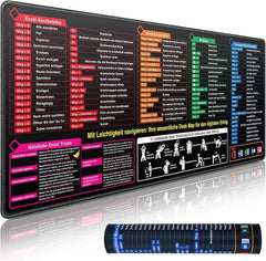 Grand tapis de souris - Ecriture allemand - Raccourcis clavier - Bureau Travail 30x79cm