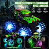 Monster Truck télécommandé avec pneus lumineux, rotation à 360°, cascade et Monstertruck télécommandé 1/20 avec 100 minutes de temps de jeu, 2,4 GHz, à partir de 3 ans