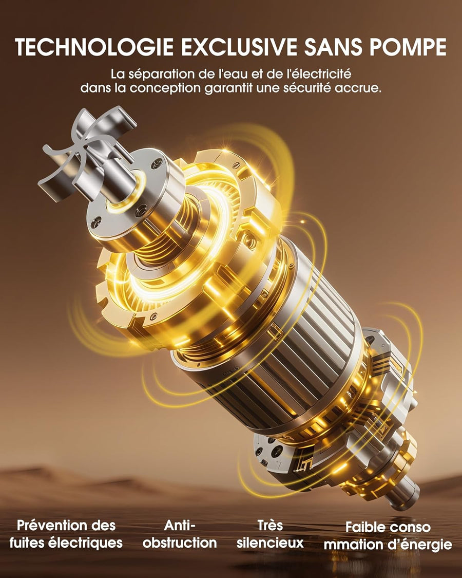 Fontaine a Eau Chat sans Fil 3,5L INOX avec Detecteur de Mouvement, avec 5000mAh Rechargeable Batterie et Technologie Exclusive sans Pompe, avec 2 Filtres