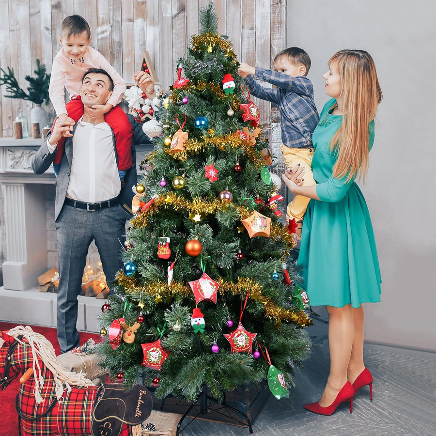 Sapin de Noël Artificiel en PVC 165cm avec 800 Pointes, 3 Parties pour Montage Facile, Compact, Support Métallique