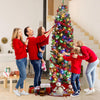 Sapin de Noël artificiel de 230 cm avec lumières LED chaudes et multicolores – Branches en PVC – Support métallique – Pommes de pin, baies rouges