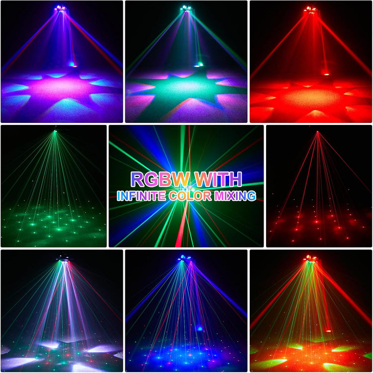 Jeux de Lumiere LED RGBW 180W 19CH Projecteur de Scène DJ Bar Club Disco Luminaires Tête Rotative Éclairage Soirée