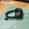 Trust Roha II Max Casque USB avec Micro Over Ear, Câble 1,8 m, 85% Plastiques Recyclés, Casque Audio PC Filaire USB-C pour Ordinateur Portable Bureau Teletravail Chat Zoom Teams NOIR