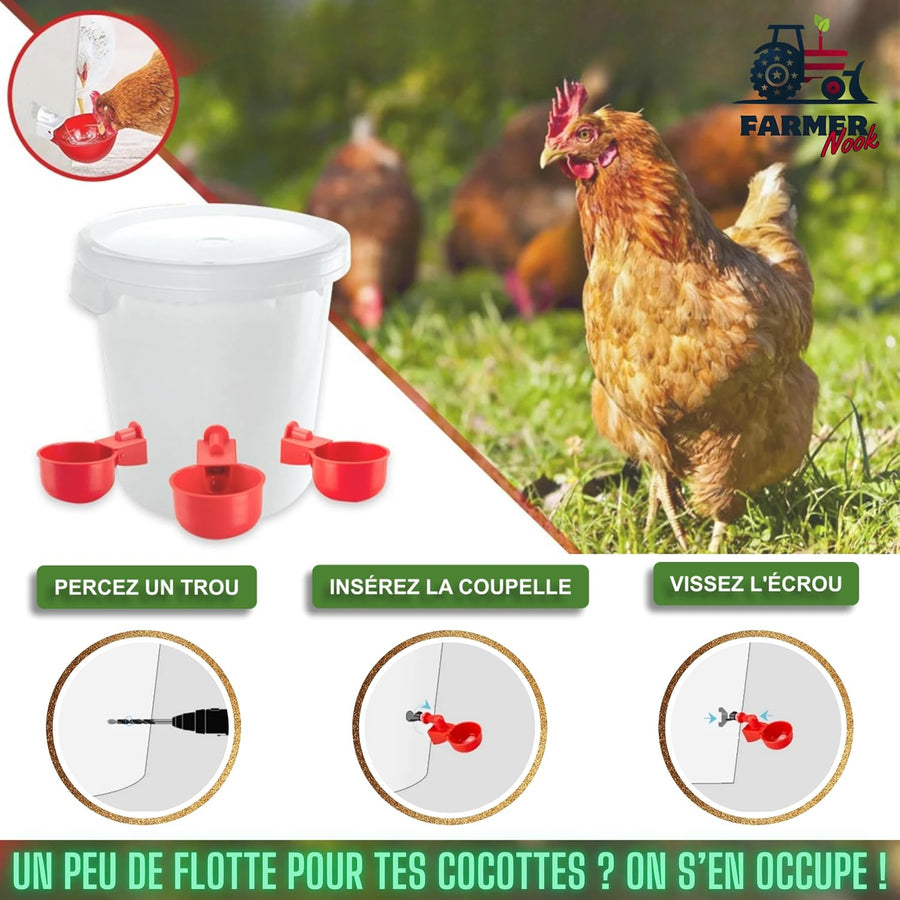 Porte Automatique Poulailler, Écran LED et Sécurité Anti-Écrasement, 3 abreuvoirs, Charge USB et Secteur, Capteur de Lumière et Minuterie, Porte Poulailler Automatique Solaire Panneau 7W en Alu