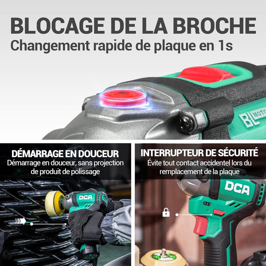 Mini Polisseuse sans Fil 12V, 75mm Mini Polisseuse Voiture Sans Balais et 55mm Ponceuse , 2 Batteries 2,0Ah, 2 Vitesses 2800-8300 tr/min pour Polissage/Lustrage/Ponçage/Cirage