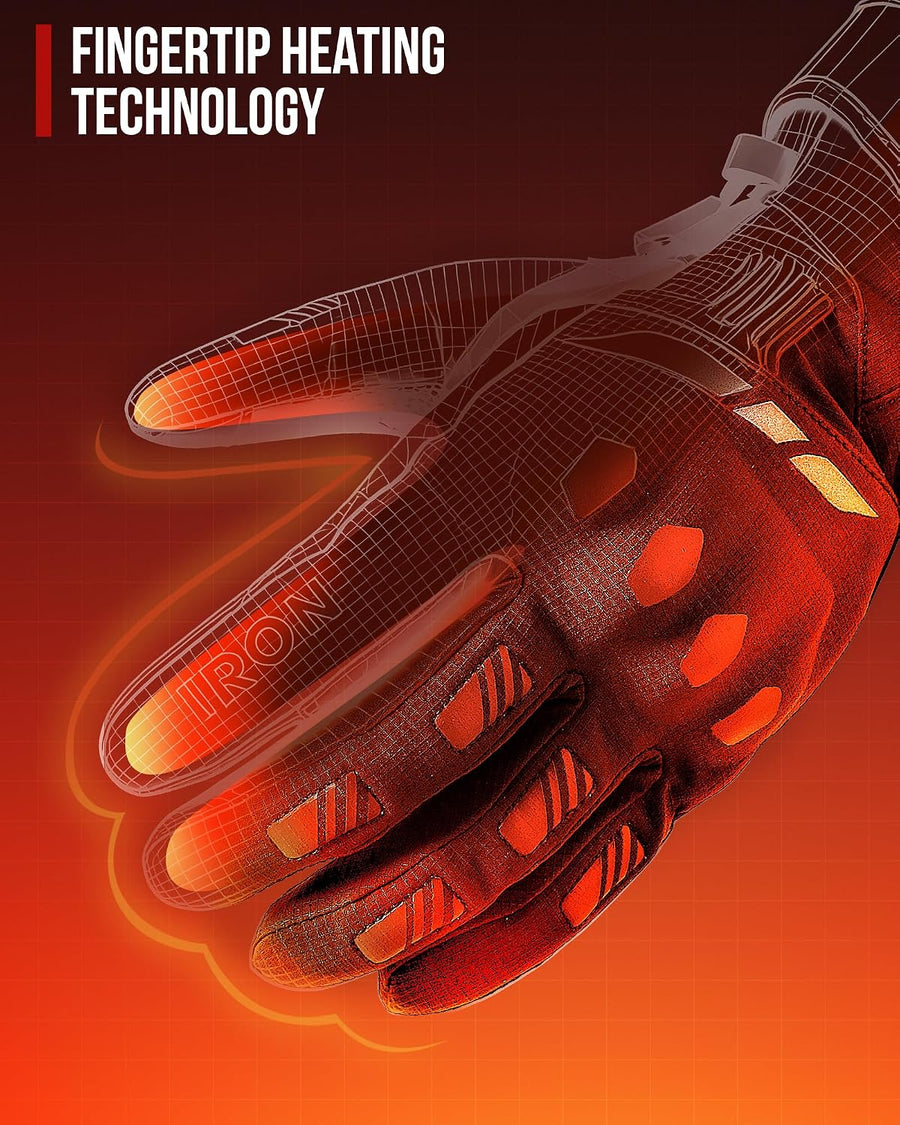 Gants Moto Chauffants, CE Niveau 1 KP, Écran Tactile Chauffage jusqu'au bout des doigts, 3 niveaux, mode intelligent, batterie rechargeable 7,4 V, imperméables, modèle : MG7502H
