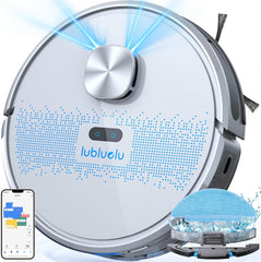 Robot aspirateur et balai à franges Combo 4000 Pa, navigation LiDAR, aspirateur robot laser 2 en 1, 5 cartographies modifiables, 10 zones d'interdiction, WiFi/application GRIS