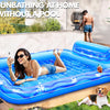 Matelas Gonflable Piscine Bouee Piscine Adulte avec Monde Marin 2 Porte-Gobelets & Dossier, 205x150CM BLEU