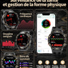 Montre Connectée Homme Militaire,1.43‘’ Grand Écran avec Appels/500mAh Longue Autonomie Batterie/Lampe de Poche/IP68 Étanche Fréquence Cardiaque/Pédomètre,2 Bracelet Smartwatch pour Android iOS