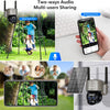 Caméra Surveillance Solaire 6MP WiFi Extérieure Double Objectif 360° PTZ Caméra IP, Détection Humaine avec Panneau Solaire, Vision Nocturne Couleur, Suivi Automatique, Audio Bidirectionnel,IP66