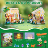 Jeux Ensemble Construction Maison Fleurs avec lumière LED, 776 Pièces Jouet Construction Maison avec Fleurs Plantes Chat, Jouets de Construction