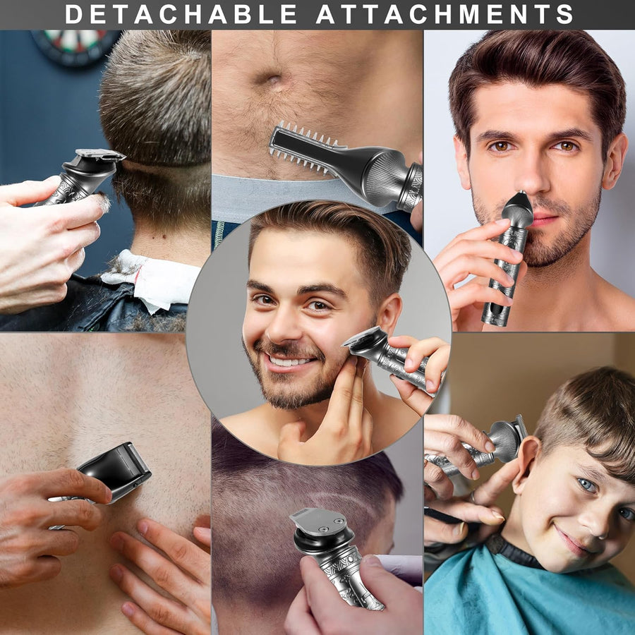 Tondeuse Barbe Homme Tondeuse Cheveux Professionnelle Avec Lame en T de Coupe de Cheveux Chauve 0 mm Rasoir électrique Tondeuse Corps de Précision pour Nez 7 en 1