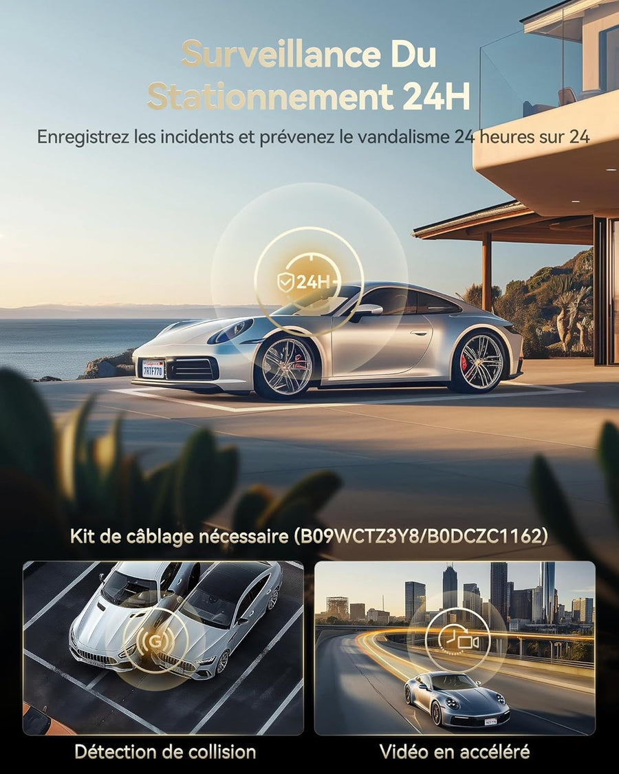 REDTIGER 4K+4K Dashcam Voiture Avant Arriere avec eMMC 256 Go,STARVIS 2 IMX678 avec Double HDR,Commande Vocale,Écran Tactile 4 Pouces,Wi-FI 5,8 GHz,GPS,Vision Nocturne HDR (F77 V2)