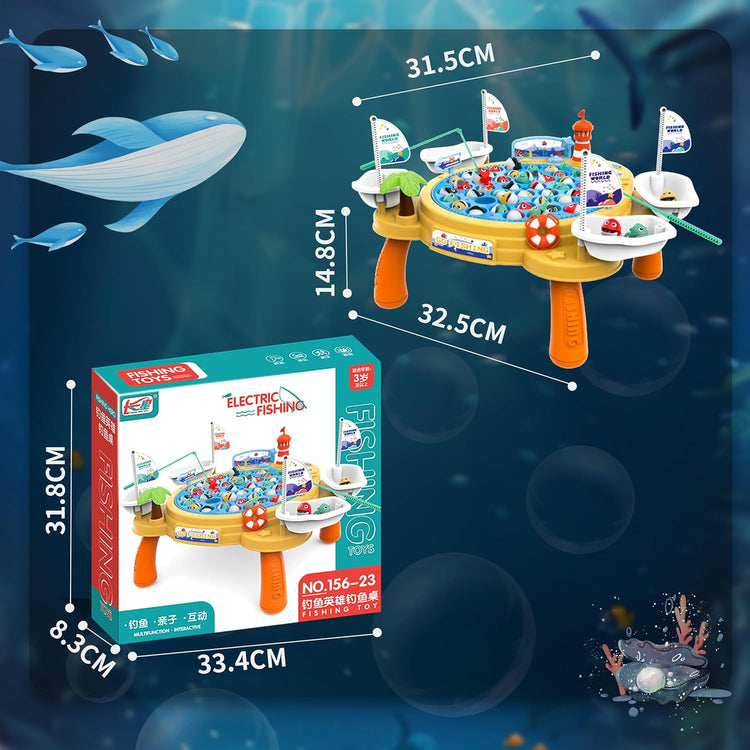 Jeux Pêche Electroniques Enfant Jouet de Pêche Magnétiques Grande avec 4 Canne Et 45 Poissons