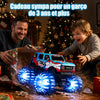 Monster Truck Dinosaure avec pneus lumineux, rotation à 360° et marche 100 min de temps de jeu, 1/20 monstertruck télécommandé avec musique, voiture télécommandée Dino 2,4 GHz à partir de 3 ans