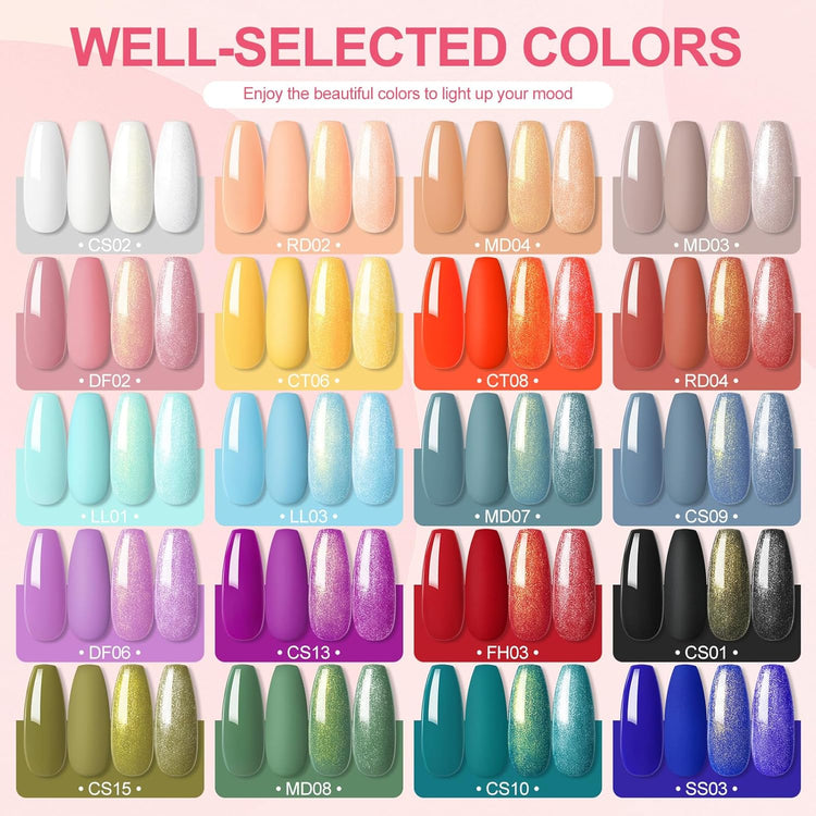 Kit Vernis Semi Permanent Complet 20 Couleurs Lampe UV 36W Ongles Gel Base Top Coat Manucure Outils Accessoires