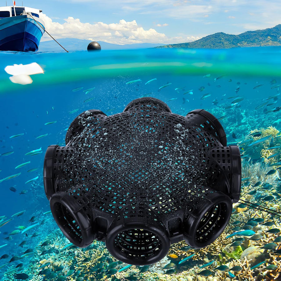 Piège à Poisson Cage Anguille Pêche en Plastique Nasse Panier Respirant à 8 Trous pour Écrevisses, Crabes et Petits Poissons en Rivière, Appât Stable Facile à Transporter