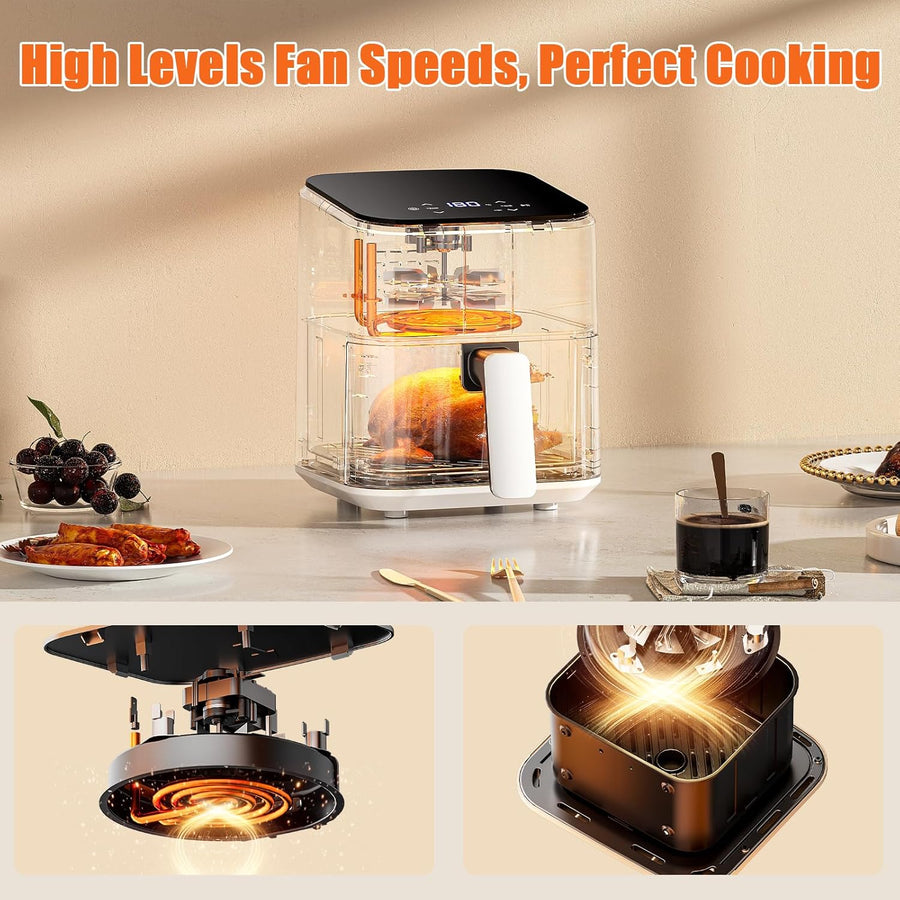 Air Fryer 2.5L Friteuse à Air Chaud Cuisson, Réchauffage, Rôtissage Mini Compacte et Silencieuse, panier antiadhésif et lavable au lave-vaisselle