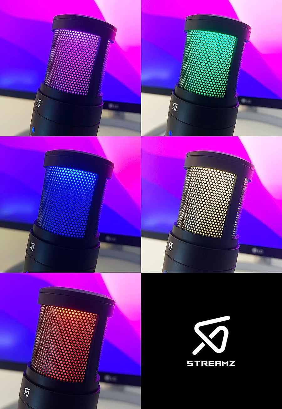 Microphone USB à condensateur, RGB, Réverbération Gaming Enregistrements, Réunions
