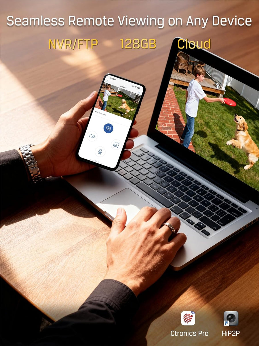 Caméra de Surveillance 4MP Double Objectif, Zoom Hybride 10×, Détection IA Personnes/Véhicules, Vision Nocturne Couleur & Infrarouge 30m, WiFi Double Bande, Étanche IP66, Accès à Distance