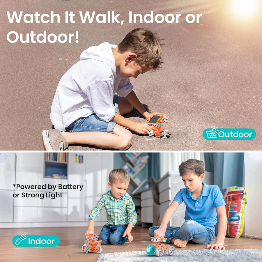 Robot Solaire 15 en 1 pour Enfants Jeux de Construction Jouets, Double Entraînement Solaire et Batterie 212 Pièces