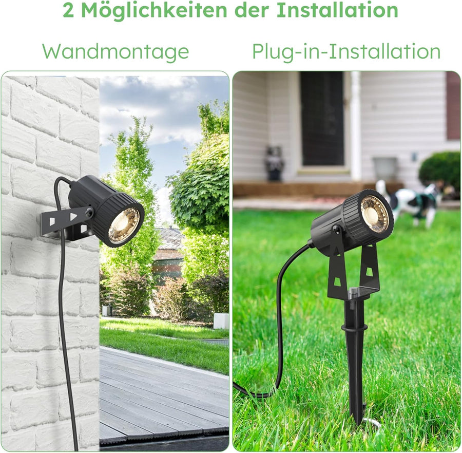 Lot de x4 éclairage de jardin LED, chaud blanc 3200K LED éclairage, IP65 éclairage étanche extérieur avec lampe de pointe pour extérieur jardin gazon décoratif