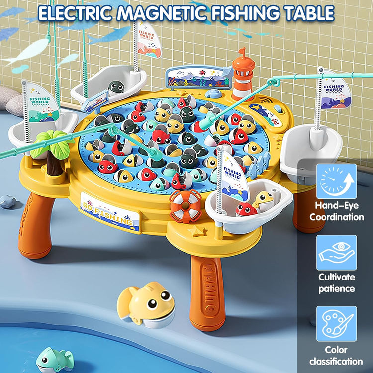 Jeux Pêche Electroniques Enfant Jouet de Pêche Magnétiques Grande avec 4 Canne Et 45 Poissons