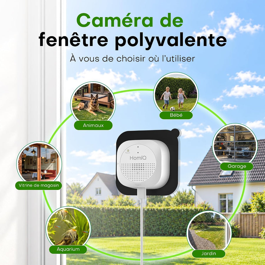 Caméra de Surveillance 3MP 2K, Vision Nocturne Couleur, sans Perçage Magnétique Camera Interieur Fenêtre Wi-Fi, Antireflet, Enregistrement 24/7, Détection Mouvement