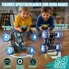 Voiture télécommandée, monstertruck télécommandée avec pneus lumineux et Monster Truck 2,4 GHz avec rotation à 360° et marche verticale, temps de jeu 100 min, jouet dinosaure 1/20 à partir de 3 ans