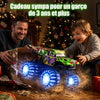 Monster Truck télécommandé avec pneus lumineux, rotation à 360°, cascade et Monstertruck télécommandé 1/20 avec 100 minutes de temps de jeu, 2,4 GHz, à partir de 3 ans