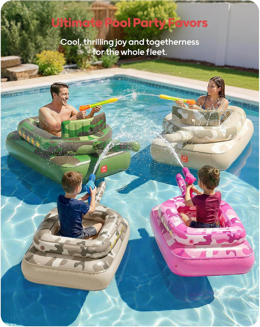 Flotteur de piscine pour enfants avec canon à eau, jouets gonflables extra épais de 0,35 mm pour garçons et filles de 3 à 6 ans, flotteurs de piscine robustes avec siège rembourré pour bataille ROSE
