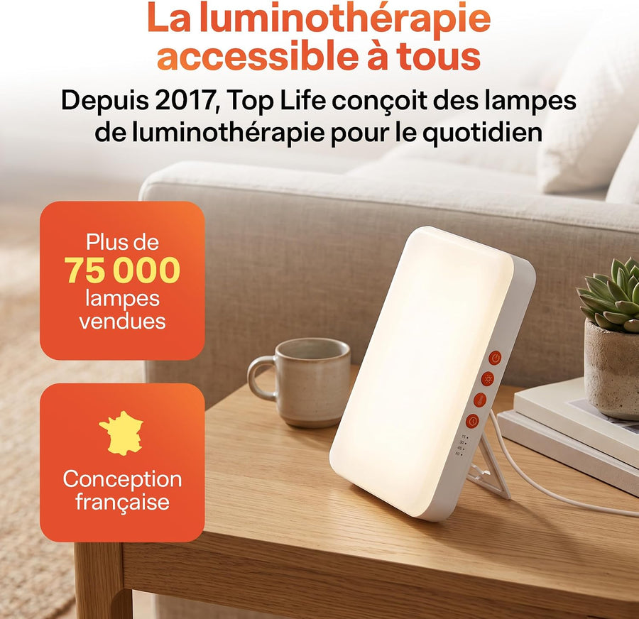 Lampe Luminothérapie 20000 Lux - Séances Courtes, Lumière du Jour Sans UV Puissante Lampe de Luminothérapie pour l'Hiver - Sans Scintillement, 6000/10000/15000/20000 Lux, 3 Températures de Couleur