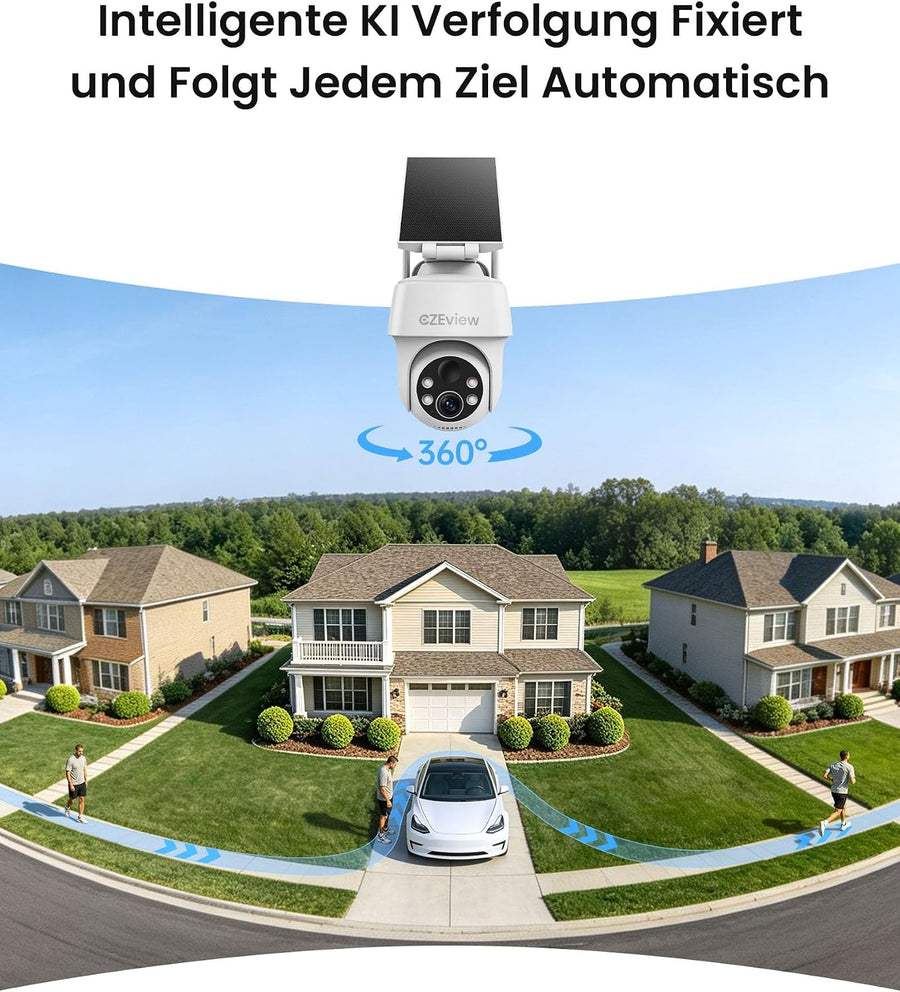 Caméra de surveillance 3K extérieure avec batterie solaire 2,4 GHz WiFi