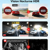 Dashcam 4 Canaux Voiture Avant Ariere,Gauche et Droite,360°,Double STARVIS 2, 2,5K*2+1080P*2,WiFi 5,8 GHz,8 Lumières IR pour Vision Nocturne,4 Objectifs Réglables,Carte 128 Go Incluse