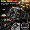 Montre Connectée Homme, 2.01'' Smartwatch avec LED Lampe, 100+ Modes Sportifs, Étanchéité IP68, Appels Bluetooth Smartwatch Militaire, Surveillance Cardiaque 24H,Sommeil, SpO2, Android/iOS