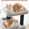 Arbre à chat pour grands chats, 4 niveaux, 55 × 45 × 111 cm, 2 griffoirs extra hauts en jute (45 cm et 40 cm), tour de chat stable avec 2 plateformes de couchage et 2 niches pour chat