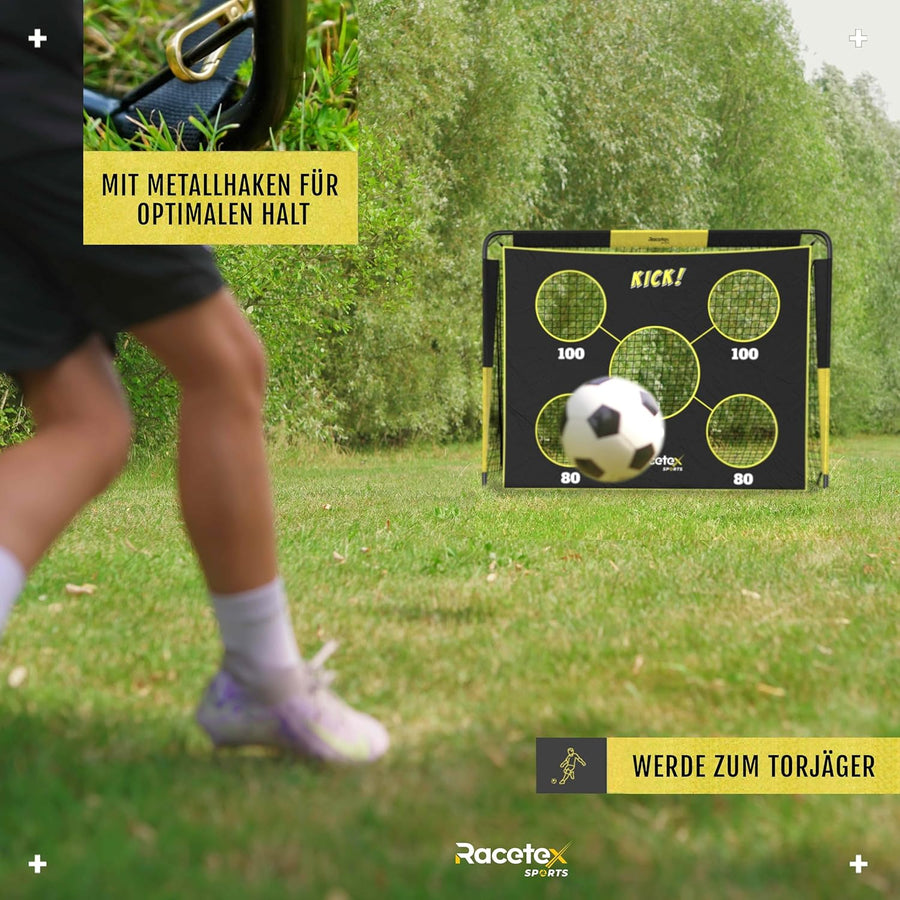 But de football 2 en 1 pour enfants avec mur de but - But de football pour le jardin - Robuste et stable grâce aux barres en fibre de verre - Rapide à monter - Léger et mobile