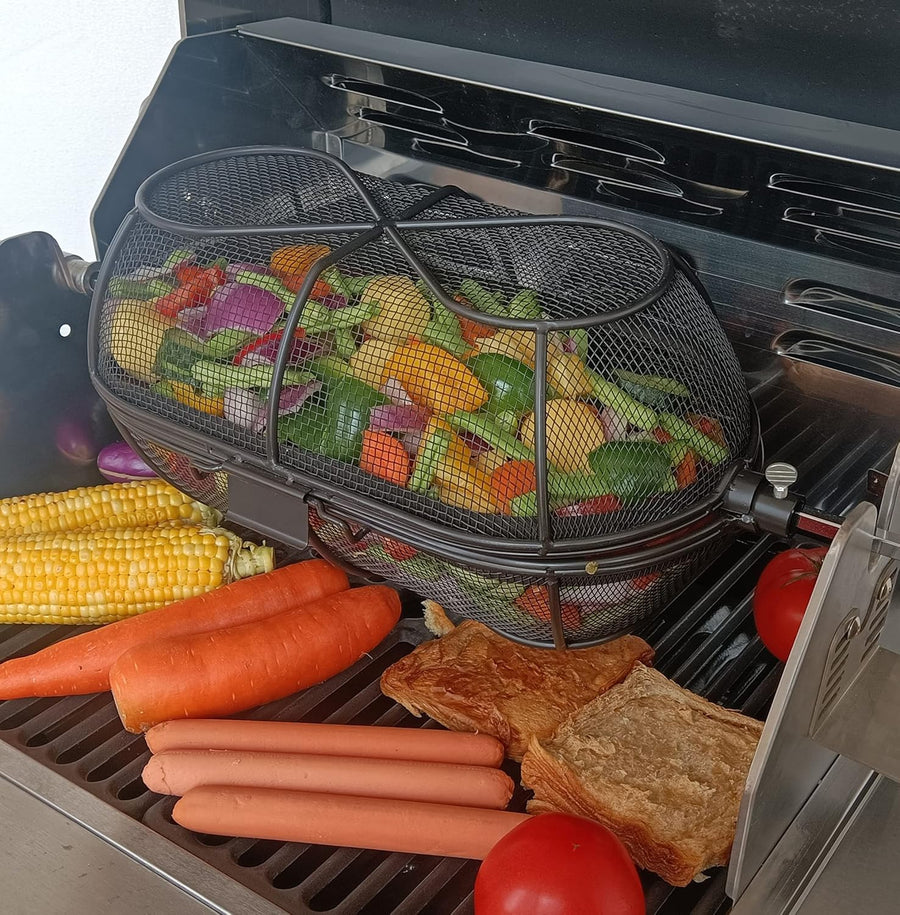 Panier à rôtisserie Broche 10/12mm Barbecue Viande Légumes Poisson Crustacés NOIR