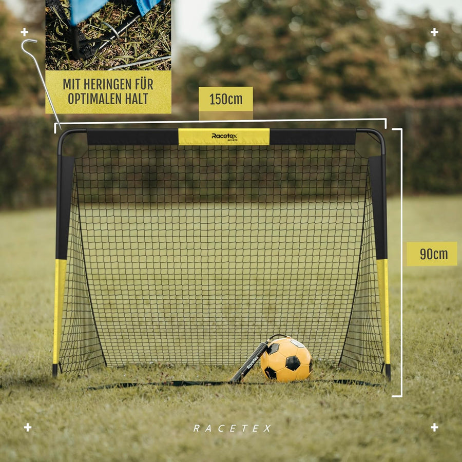 But de football 2 en 1 pour enfants avec mur de but - But de football pour le jardin - Robuste et stable grâce aux barres en fibre de verre - Rapide à monter - Léger et mobile