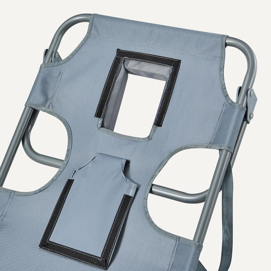 Chaise Longue Jardin Terrasse, Design Pliable avec Dossier Multi-Angles Confortable, Gris