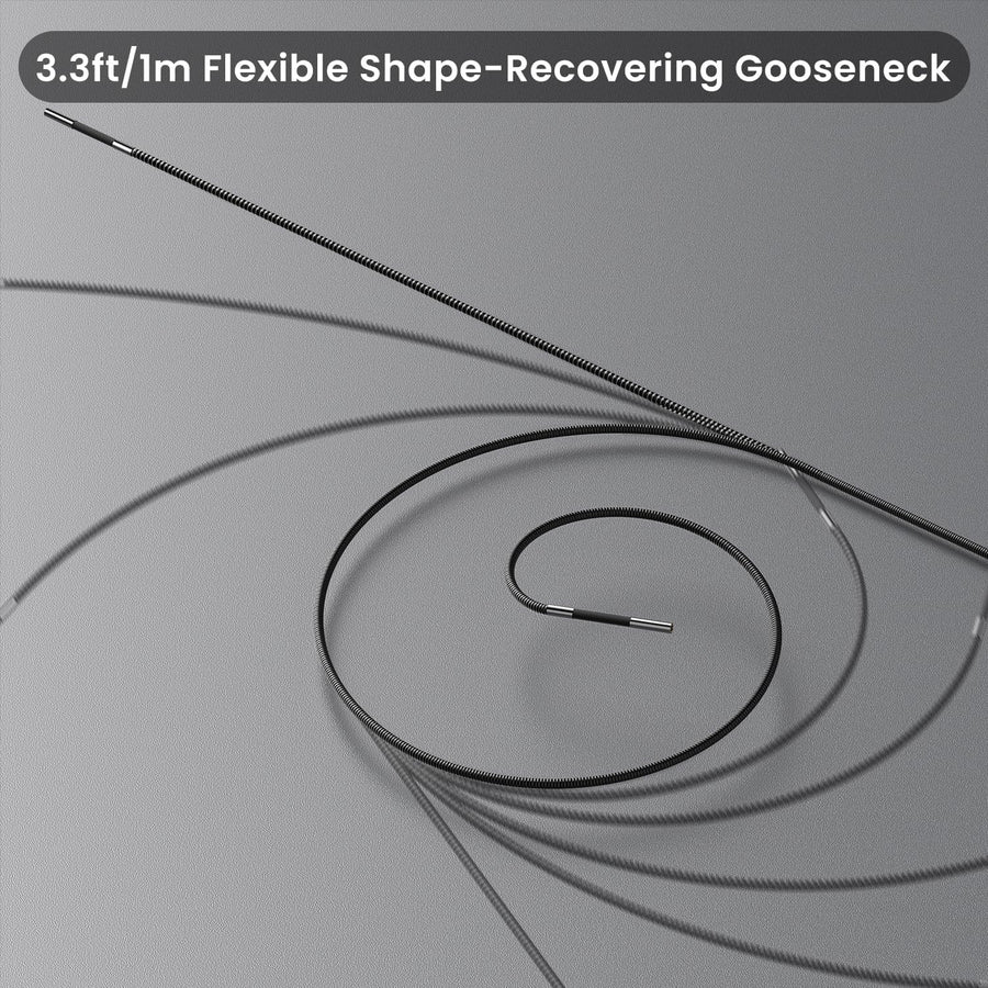 Caméra Endoscopique Articulée 210° Rotation Bidirectionnelle, Endoscope Industriel avec Lumière, Sonde 3.9mm, Tube Auto-Réinitialisable 1m, Écran IPS 5" Caméra d'Inspection