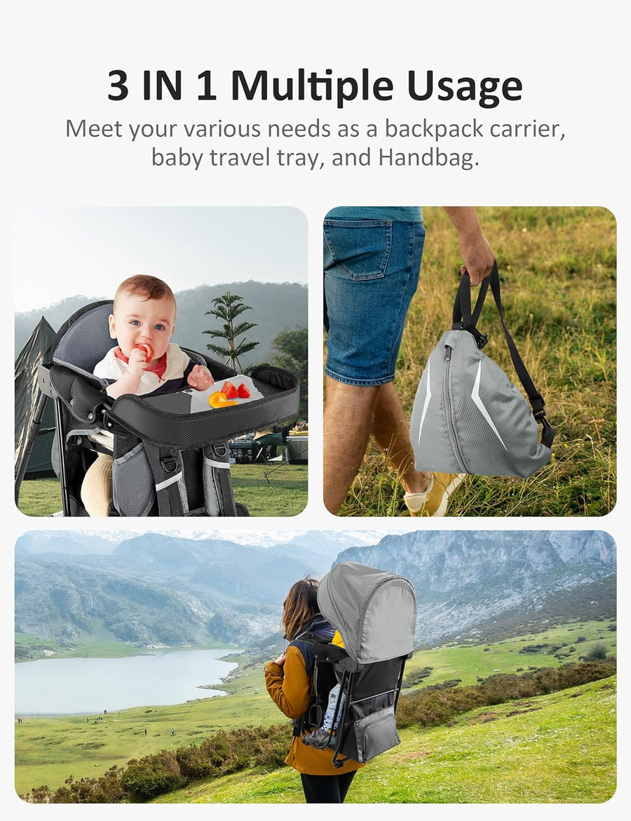 Sac à Dos de Transport pour Enfants - Plateau de Voyage Innovant 3 en 1, Montagne, Indépendant Détachable