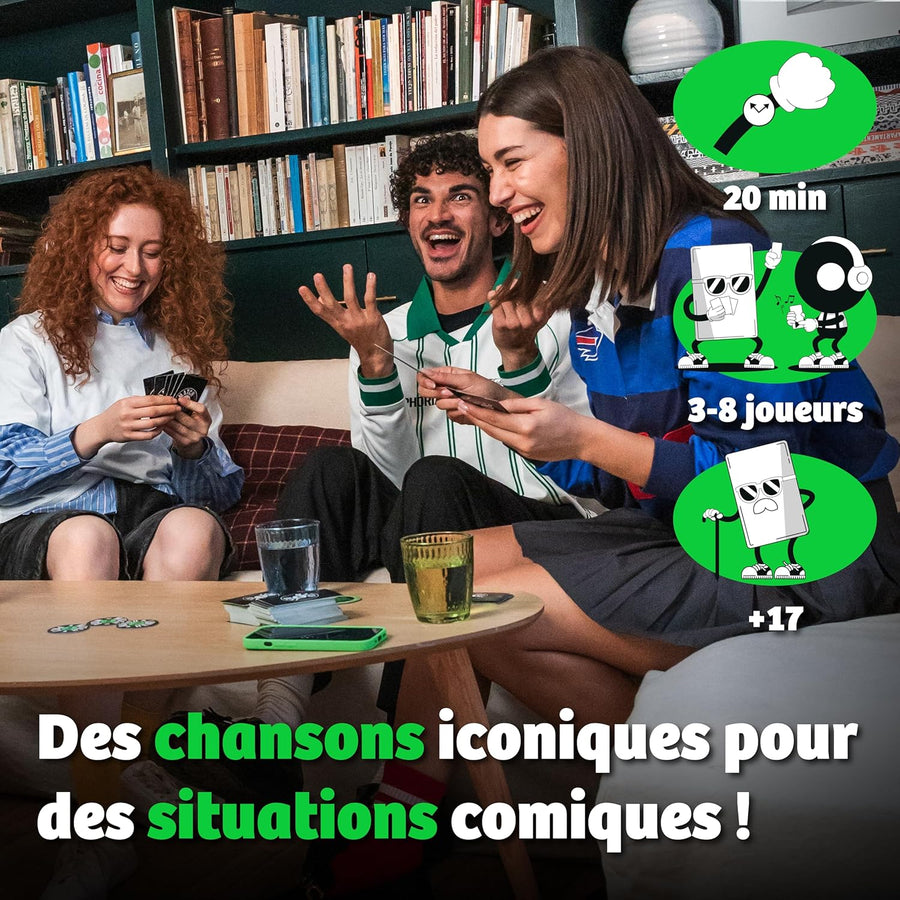 Match My Beat – Jeu de Société Musical - 200 Chansons & 400 Situations – Jeu de Cartes pour Adultes, Ados, Soirées & Familles – Associez Chansons Iconiques et Situations Comiques - Pour 3+ Joueurs
